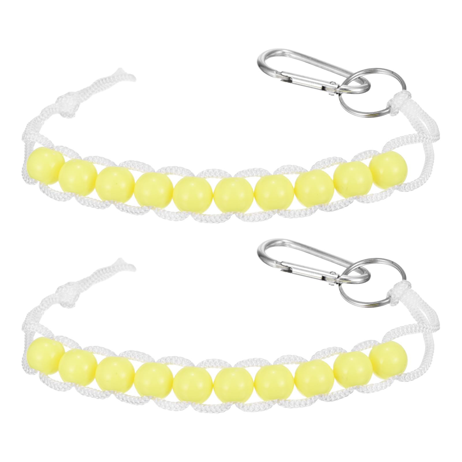 YELARXI Golf Beads Counter, Golf Ball Beads Bracelet Count Stroke Score Acrylic Sports Keeper Putting with Hook 2 Pcs & Light Yellow -Fitting for (Golfer/Training/Practice/Competition)