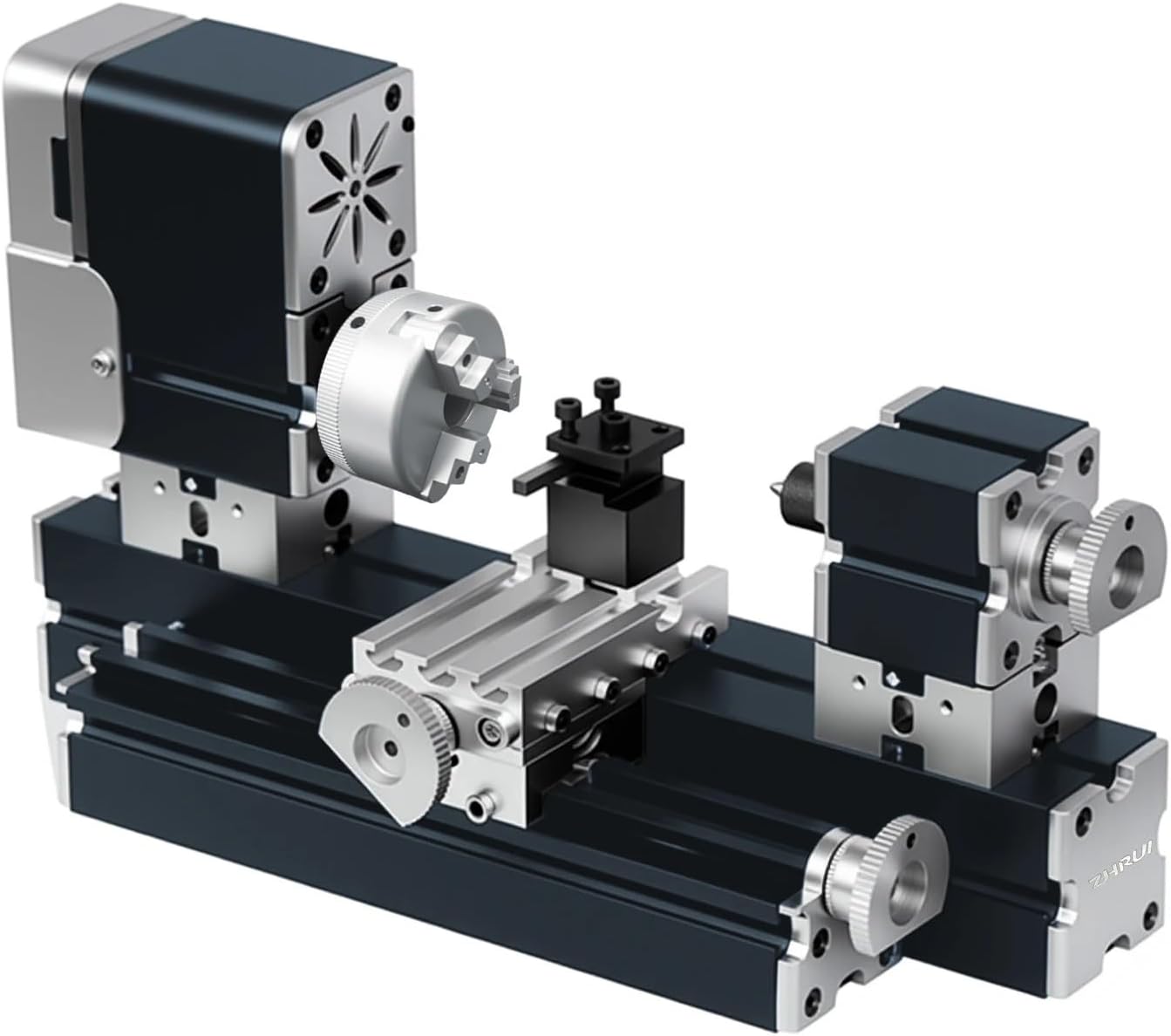 Enhanced Miniature Metal Lathe 50mm Center Electroplated Heighten Mini DIY Lathe for Processing Aluminum,Wood, Plastic Materials