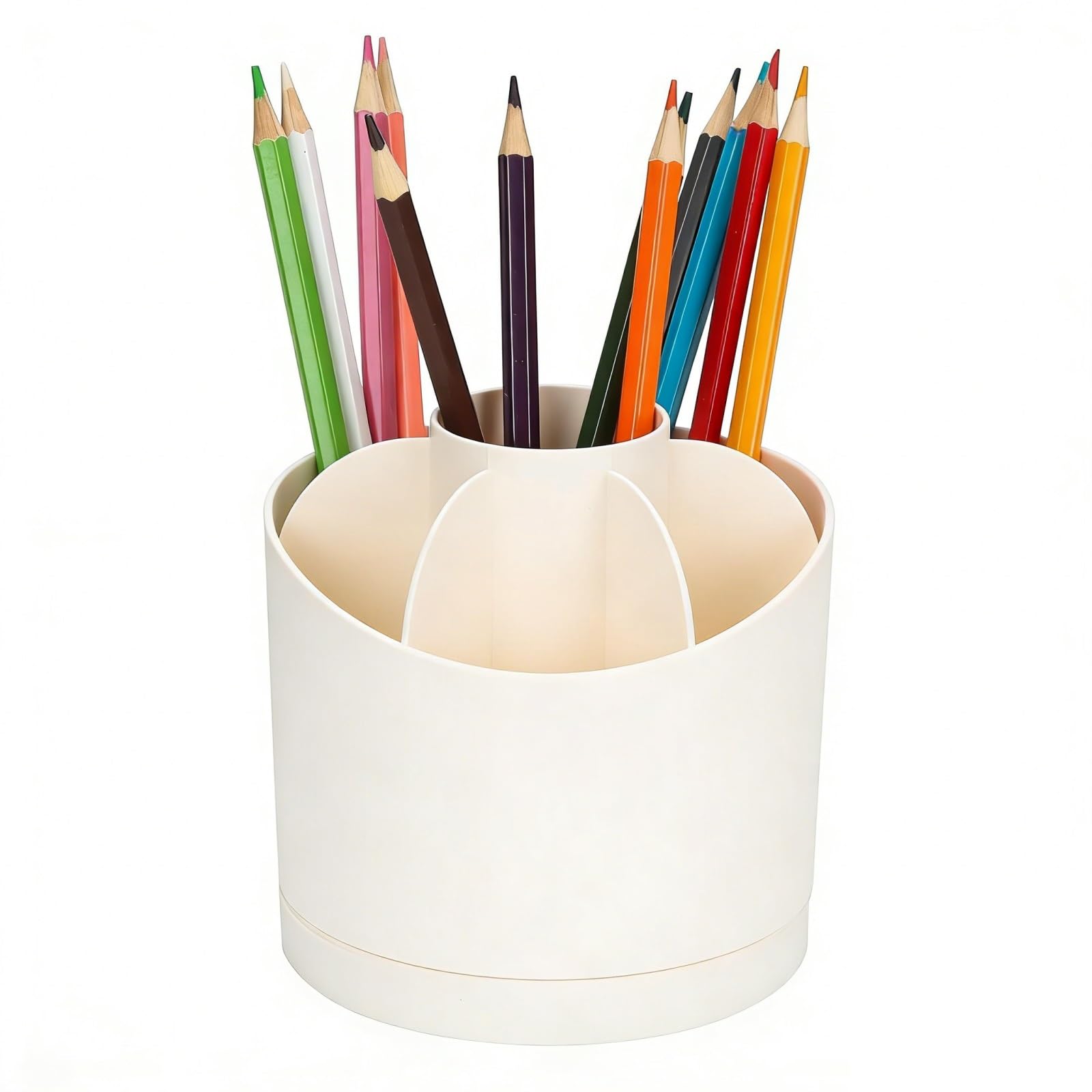 Stifteköcher Stifte Halter Bleistift- und Stifthalter mit 7 Fächern, um 360 Grad drehbar, Schreibtisch-Organizer for das Büro Schreibtisch-Organizer(Beige)