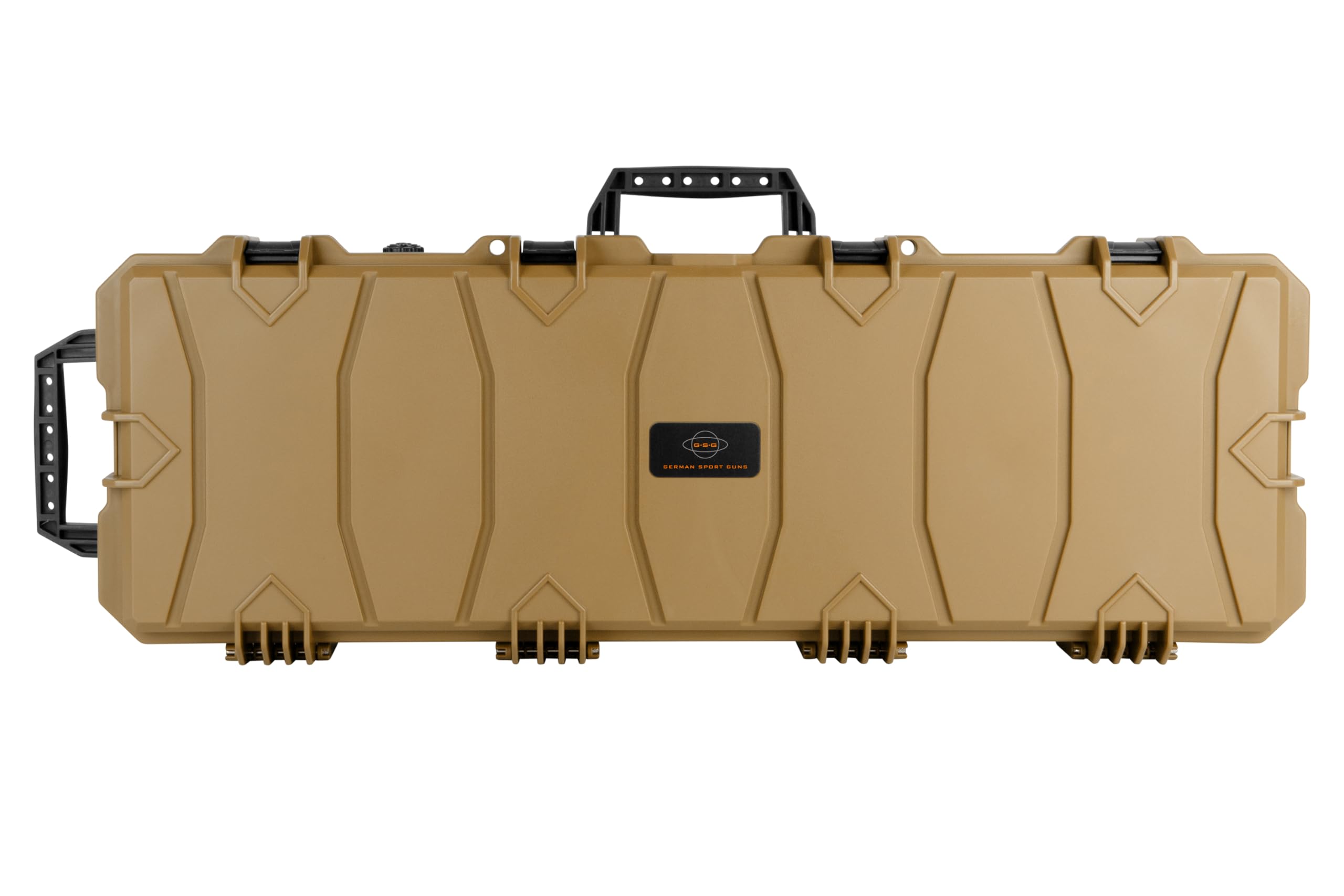 GSG Gewehrkoffer 100cm Tan mit Rollen & Druckausgleich wasserdicht Würfelschaum Langwaffenkoffer Waffenkoffer Gewehr Koffer Transportkoffer Schutzkoffer