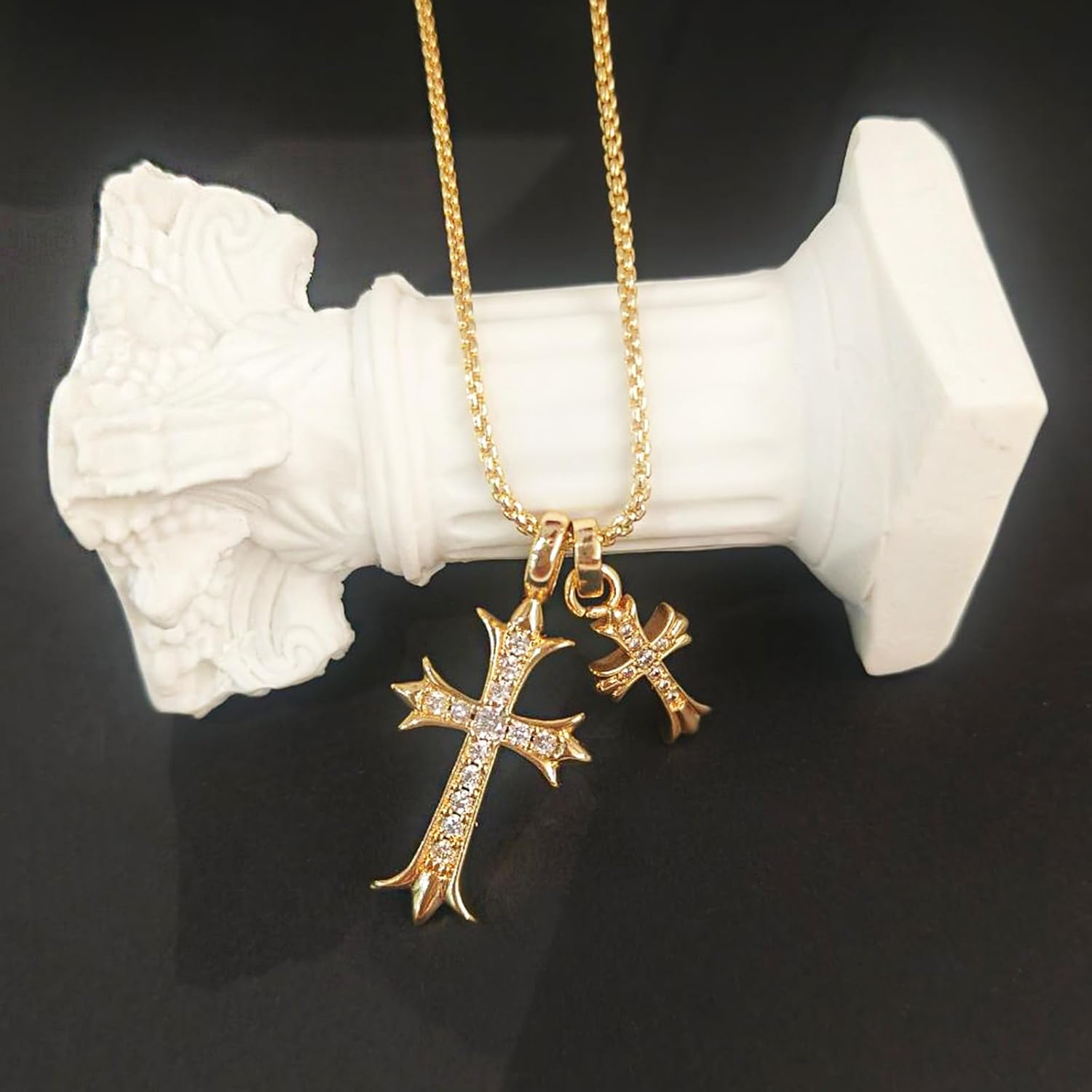 Luxval Cross Necklace for Women -Dainty 14K Gold Plated Cross Necklace Layered Gold Cross Necklace Cross Choker Necklace Gold Cross Necklaces for Women Trendy Gold Jewelry Gifts for Women - Image 6