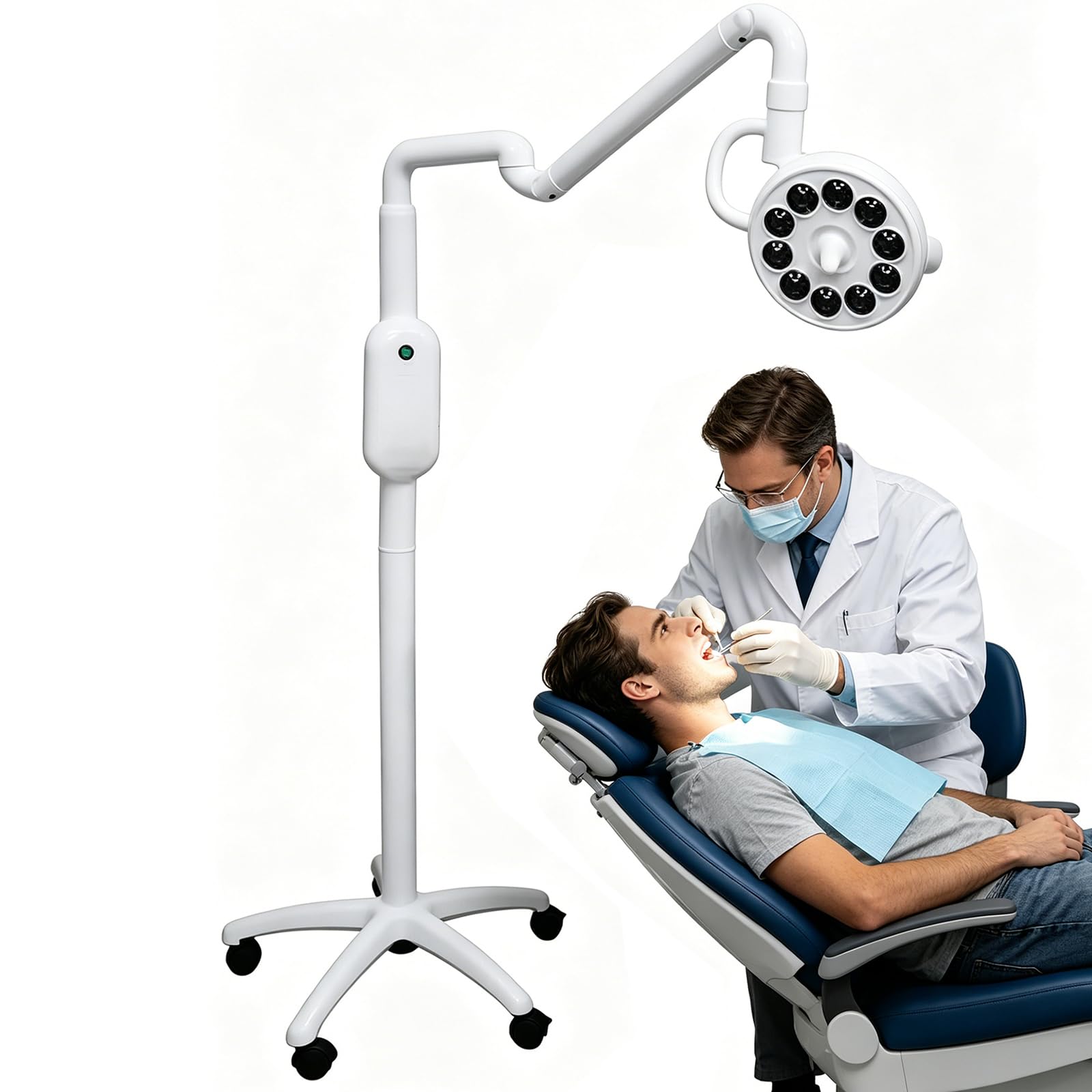 Lampada Chirurgica a LED Per Visite Mediche, Lampada Mobile Da 30 W Per Visite Mediche, Illuminazione Da 60.000 Lx, Temperatura Di Colore Regolabile Da 5000 a 6000 K, Rotazione a 360°, Per Ambulatori