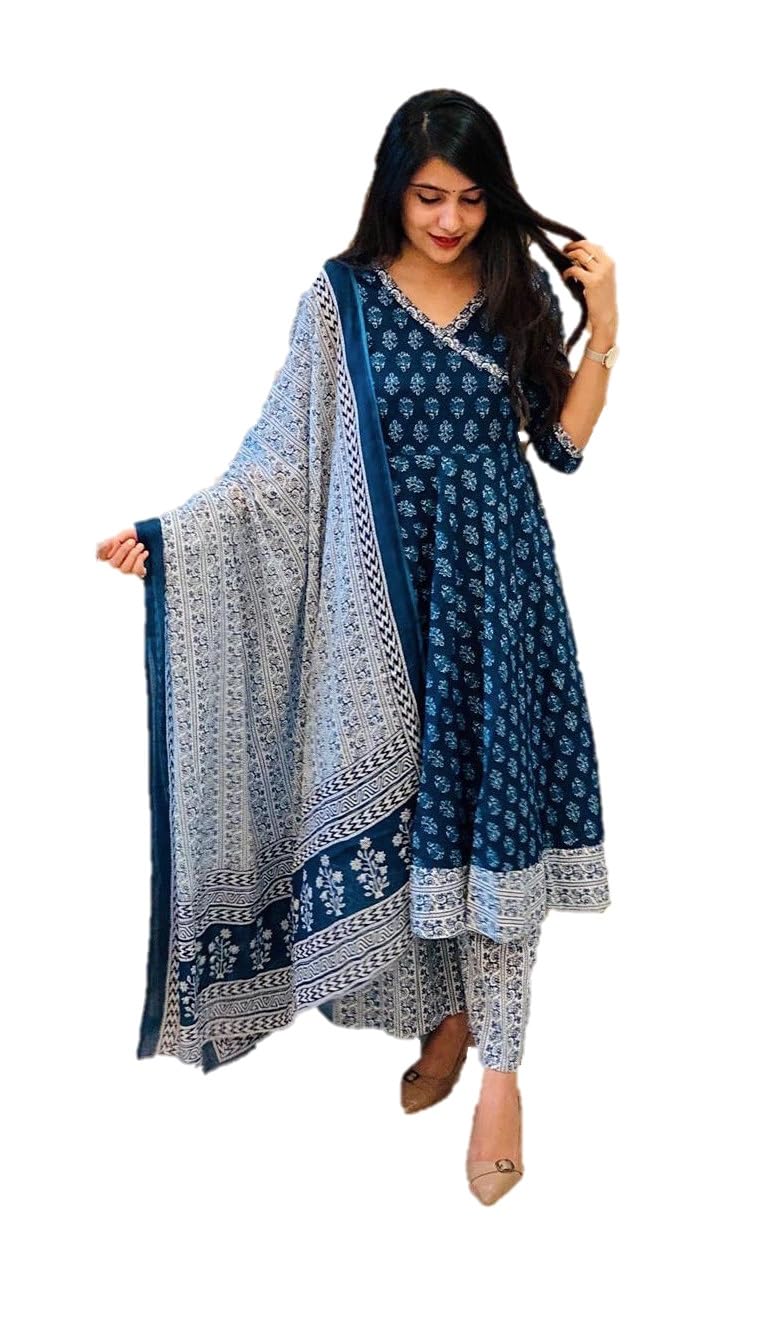 HSD Indisches Kurta-Set für Damen mit Dupatta-Ethno-Partykleidung, Kurti-Set mit Hose