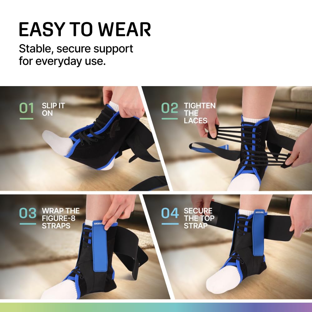 MODVEL Slim Lace Up Ankle Brace, Adjustable Ankle Braces for Men, Ankle Brace for Women, Ankle Support for Women – Figure 8 Ankle Brace Strapping with Soft Pads for Sprained Joint Stability Ankle Wrap