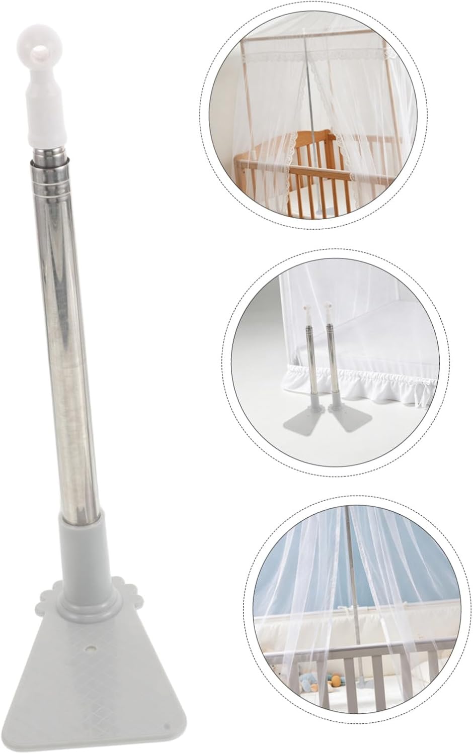 2pcs Adjustable Bed Canopy Poles Mosquito Net Support Brackets for Bedroom Bed Tail, Extendable Height 10.6''-44.9'', Nursery Mosquito Protection Accessories for Home