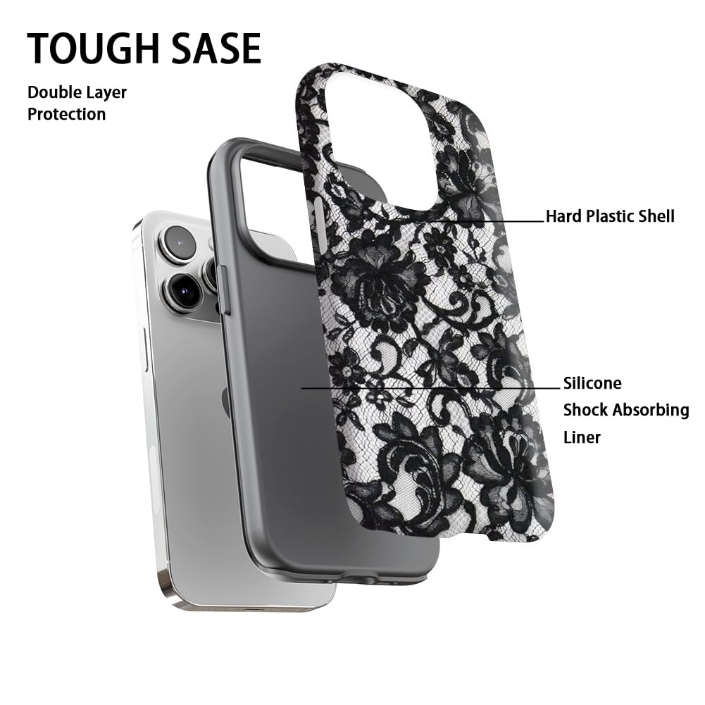 Amazon.co.jp: Ehreus ブラック レース 花柄 スマホケース iPhone 15