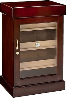 Quality Importers 1000 Cigar Capacity Mini Tower, Tempered Beveled Door, 1 Glass Hygrometer, 2 Interior A/C outlets Model HUM-1200M