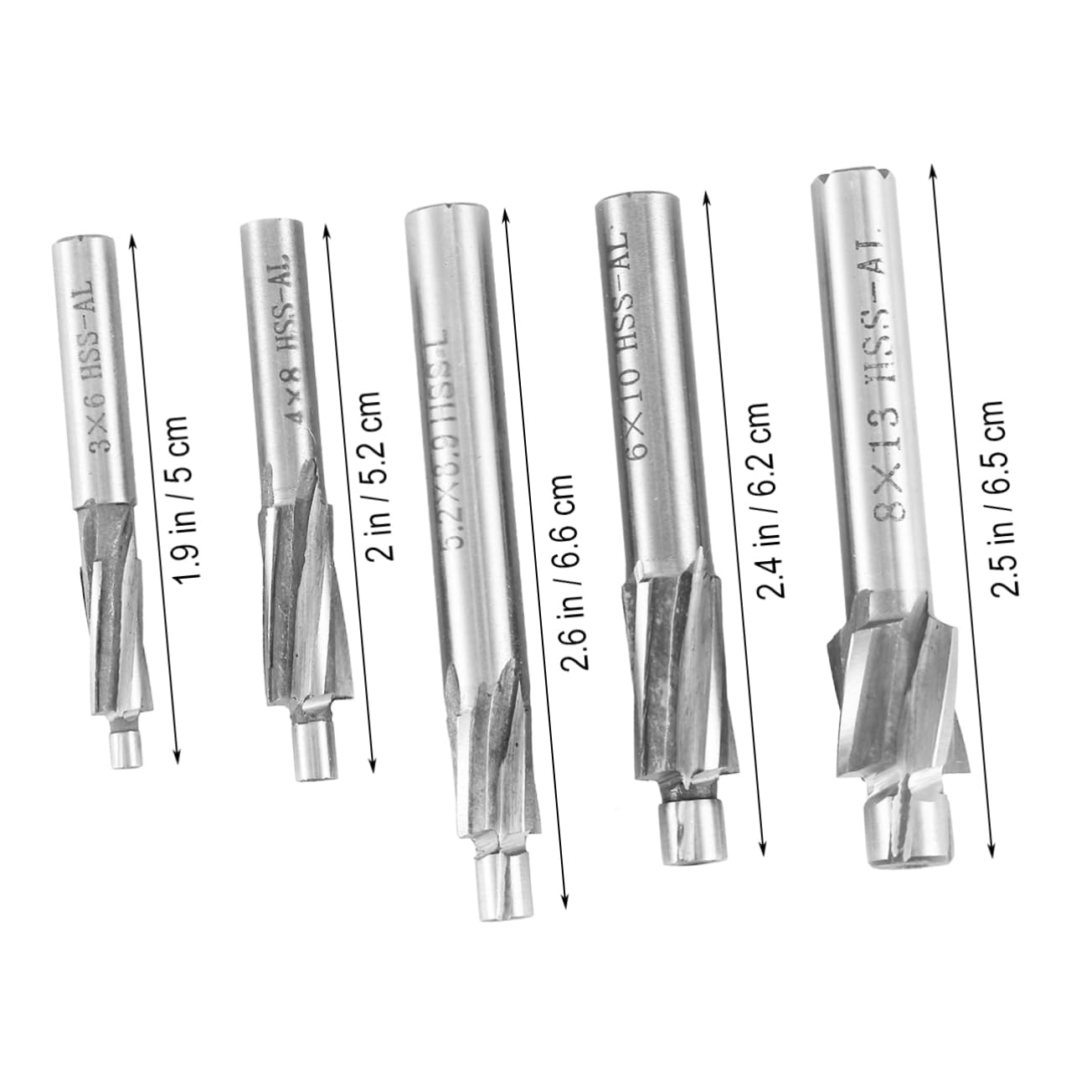 SOLUSTRE 5pcs Silver Countersink End Mill Cutters Metric CNC Milling Cutters Drill Bits Countersunk Head Milling Cutters for Die Steel Aluminum Parts