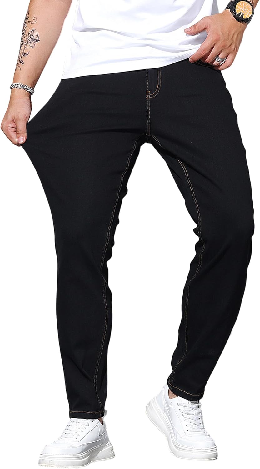 Men’s Regular Fit Jeans Classic Straight-Leg Stretch Denim Pants Comfort Casual Jeans