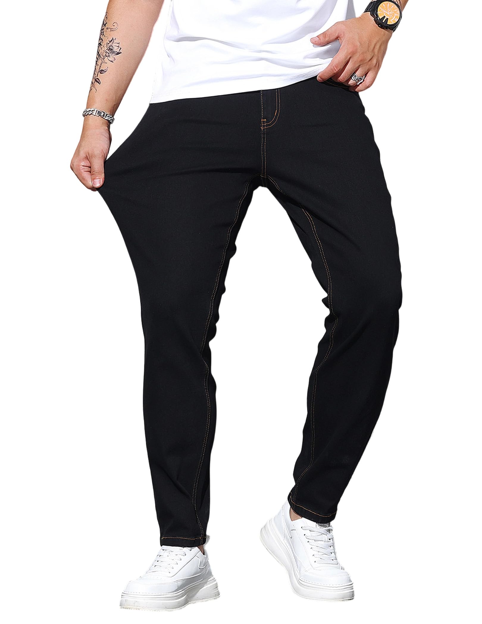 Mens Regular Fit Jeans Classic Straight-Leg Stretch Denim Pants Comfort Casual Jeans