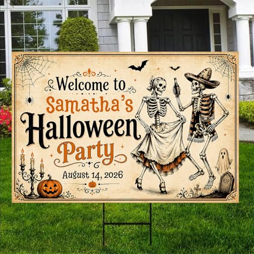 Personalized Halloween Party Yard Sign, Spooky Halloween Welcome Lawn Decoration,