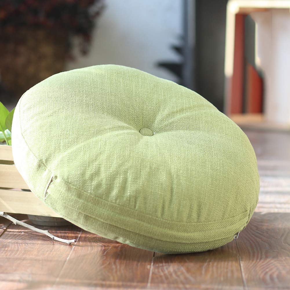 Cuscino rotondo da meditazione per pavimento, 15 cm di spessore, in lino, lavabile, per finestra a bovindo, sgabello per studenti, divano, panchina, cuscino da yoga, verde, 71 cm