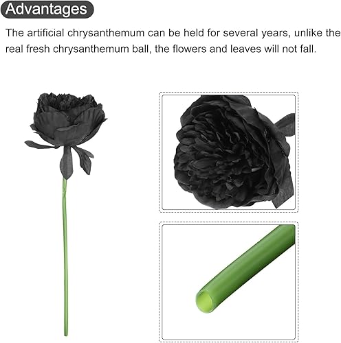 Miniatura 4 de MECCANIXITY Cabezas de flores artificiales, plantas de hojas de peonía de seda, flores sintéticas de color rojo hortensias para manualidades,