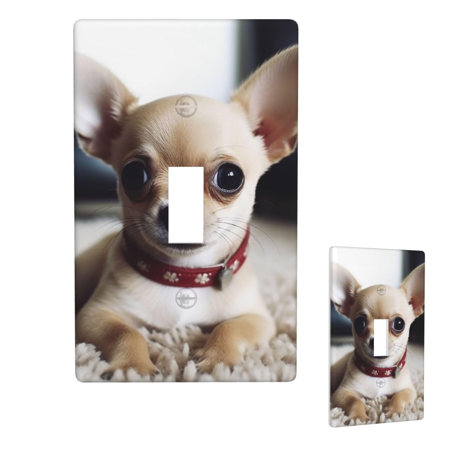 1 Gang Single Toggle Wall Plates, Unbreakable Decorative Light Switch Plate Covers Cute Chihuahua Electrical Switchplate Cover Faceplate For Bathroom Kitchen Decor