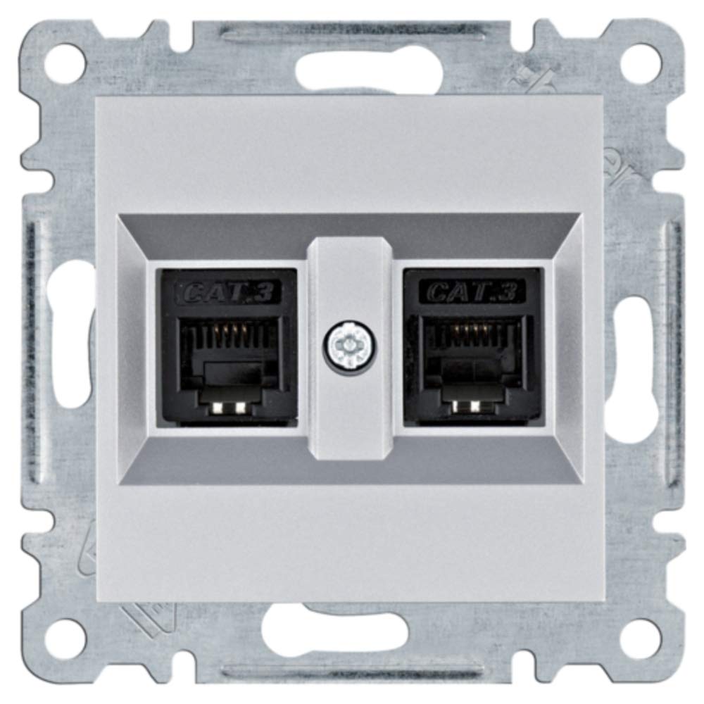 Double prise RJ11 Lumina argent pour un bureau ordonné et connecté