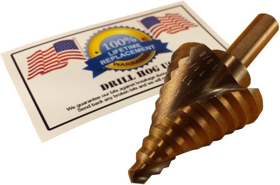Drill Hog USA 1/4" to 1-3/8" Cobalt M42 Step Drill Bit Set Spiral Flute