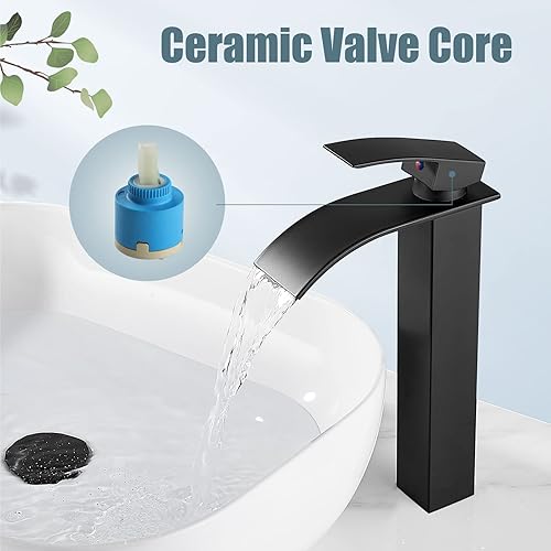 Miniatura 5 de Aolemi Grifo de baño alto para lavabo, grifo de lavabo de un solo agujero, 1 mango, grifo mezclador de montaje en cubierta RV con montaje de drenaje