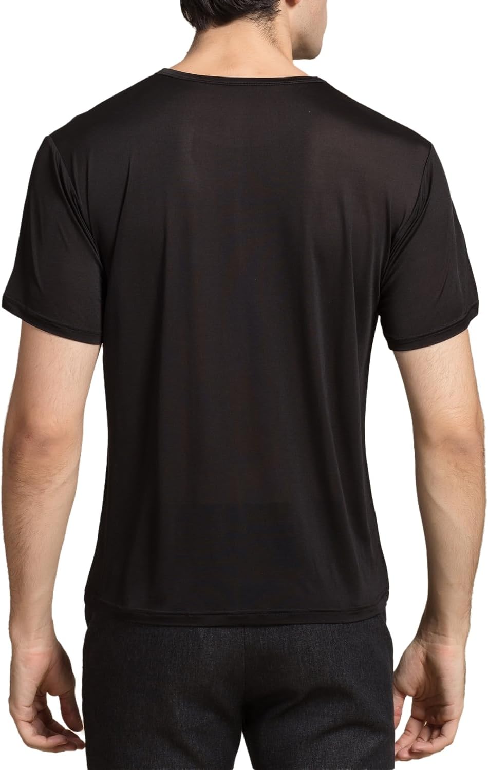 Mens Mulberry Silk T-Shirts Short Sleeve 100% Pure Silk Tee Shirts Breathable Workout Shirts Crew Neck Undershirt Top