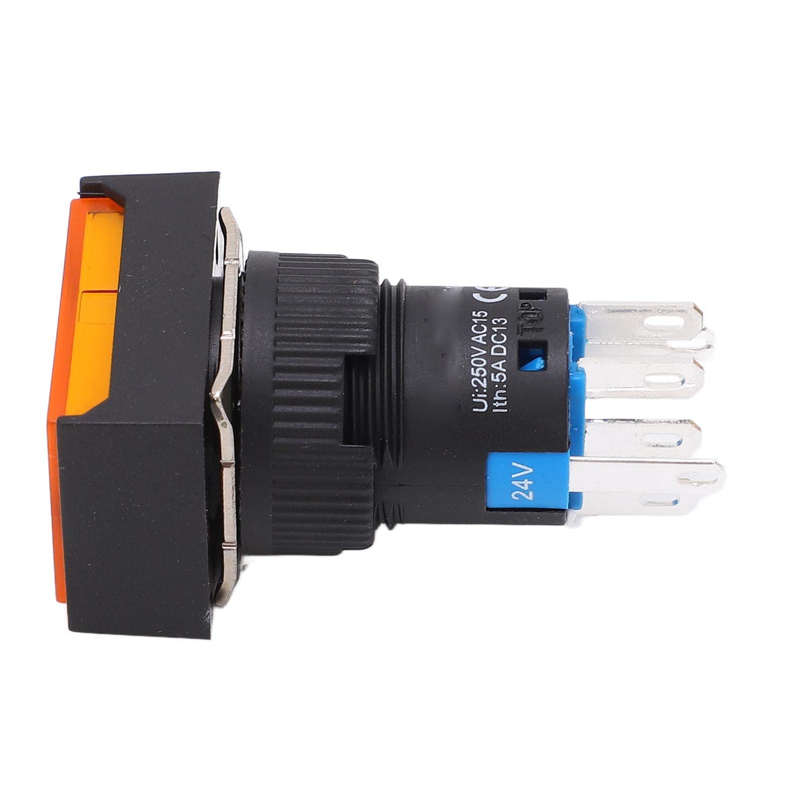 Interrupteur poussoir autovérrouillant rectangulaire industriel 24V ACDC 5A – Lot de 25 pièces avec voyant témoin – Compatible relais, contacteurs et circuits industriels