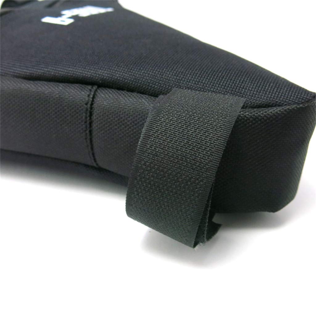 Bolsa de tubo frontal para bicicleta de montaña, bolsa de almacenamiento con rayas reflectantes, negro