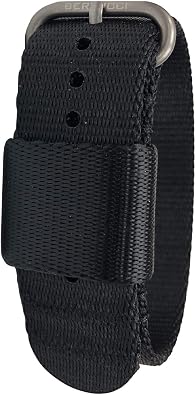 BERTUCCI Mens GType Comfort-Webb Black Nylon Webbing Strap Matte Stainless Steel Buckle Watch Band