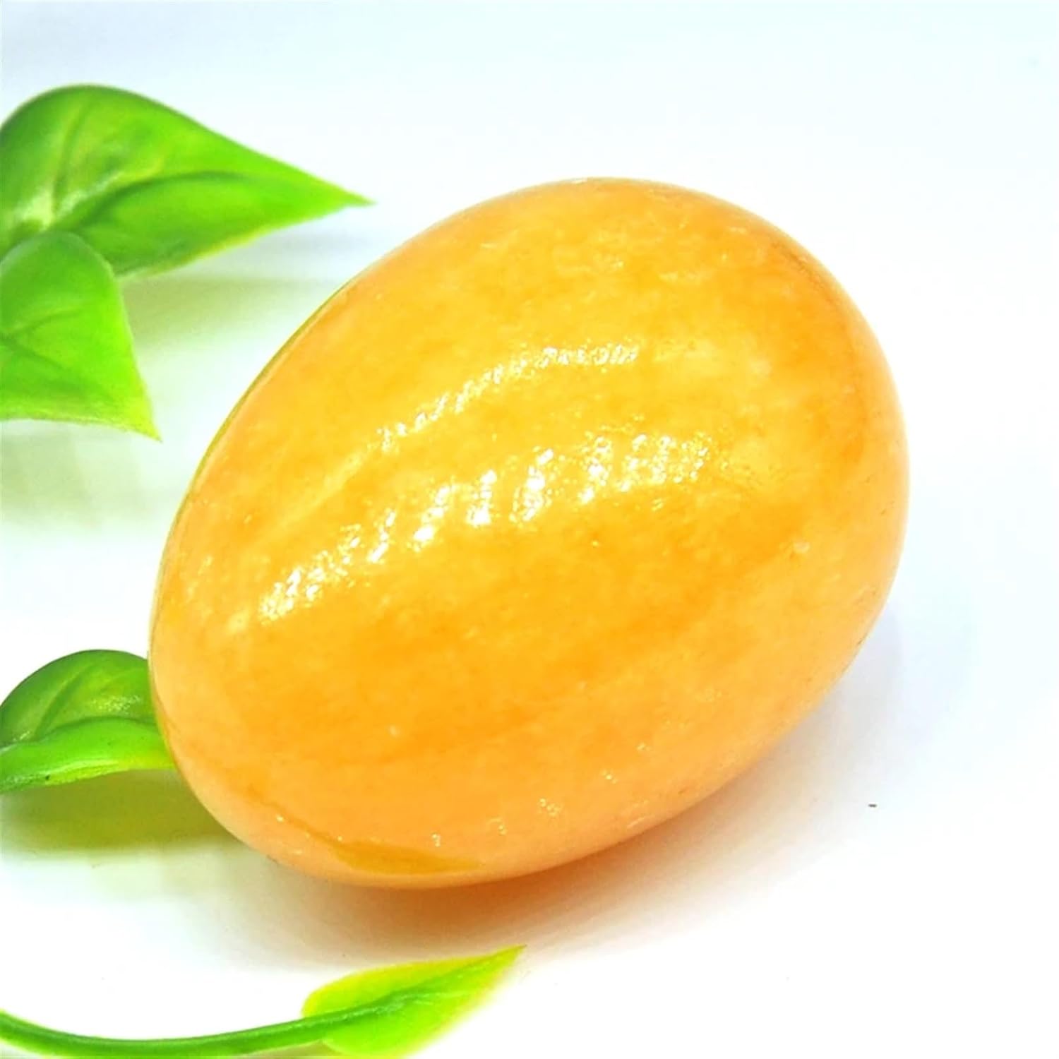 Yellow Jade Egg Shaped Gemstones Crystals and Stone Statue Table Decoration Crafts Home