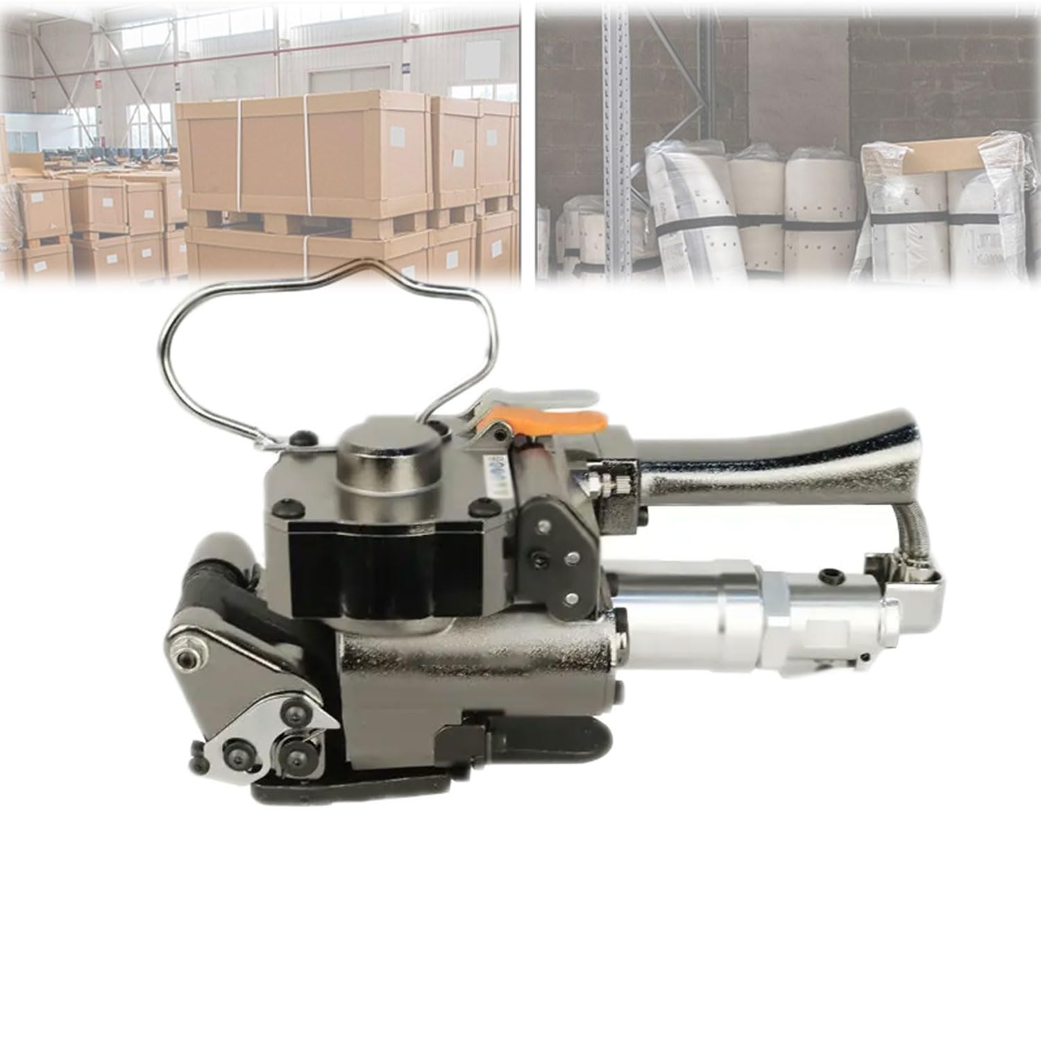 BOOZXCV Pneumatic Strapping Tool, Hand Held Hot Melt Packaging Machine for PP PET, Portable Strapping Machine for 0.5-1.5mm Plastic Belt, 4500N Pressure Capacity A25