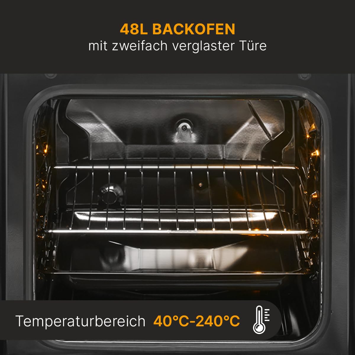 Bomann Forno 50 cm con fornello elettrico autoportante 4 piastre 48 l 40-240°C