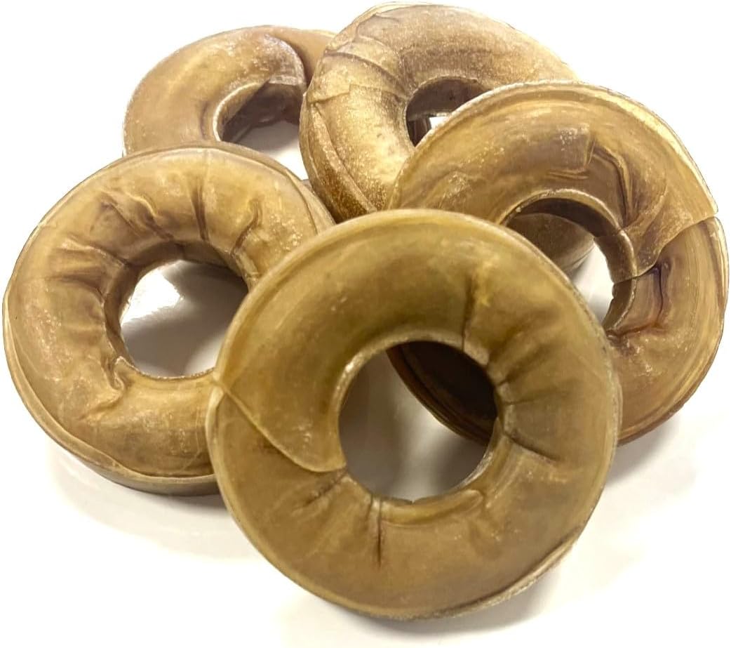 Rawhide Ring 3 Inch x 10 Natural Rawhide Dog Treats LODC