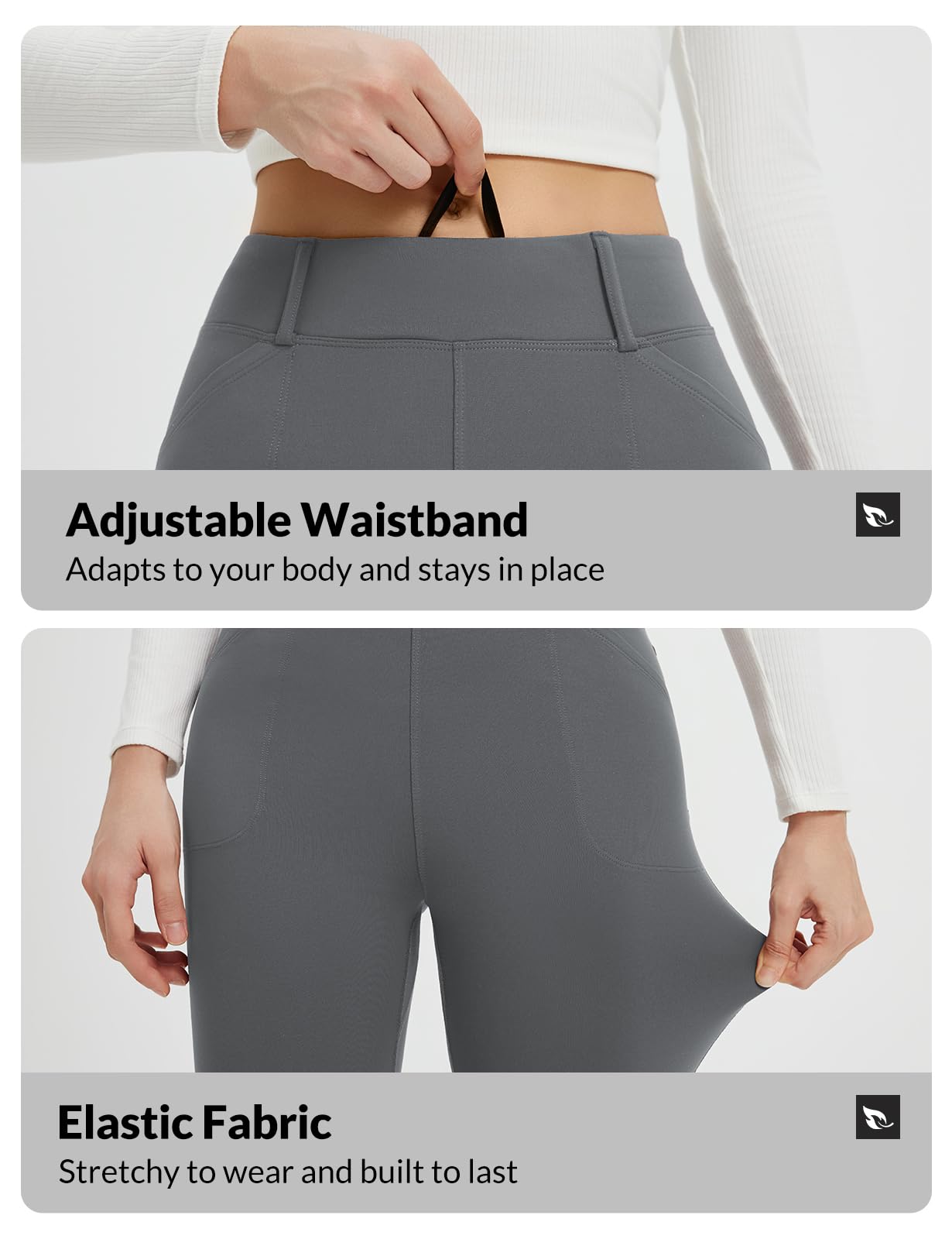 baleaf Legging thermique pour femme - Taille haute - Avec poches - Doublure en polaire - Pantalon de sport - Pour l'extérieur - Slim Fitness