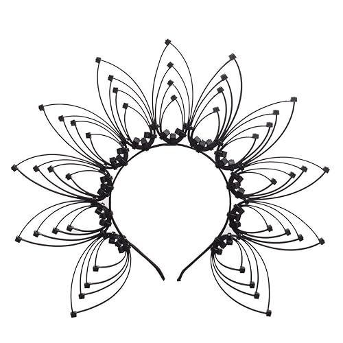 Miniatura 8 de Diadema gótica con halo y cierre de cremallera diadema con diseño de aureola diadema con cremallera corona de plumas diadema gótica dorado