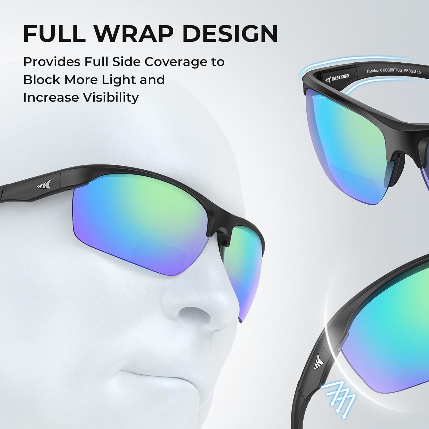 KastKing Tugaloo Semi-Rimless Bifocal Polarized Reader Sunglasses, Bi-focal x1.5 x2.0 x2.5 Magnifications, UV Protection - Image 2