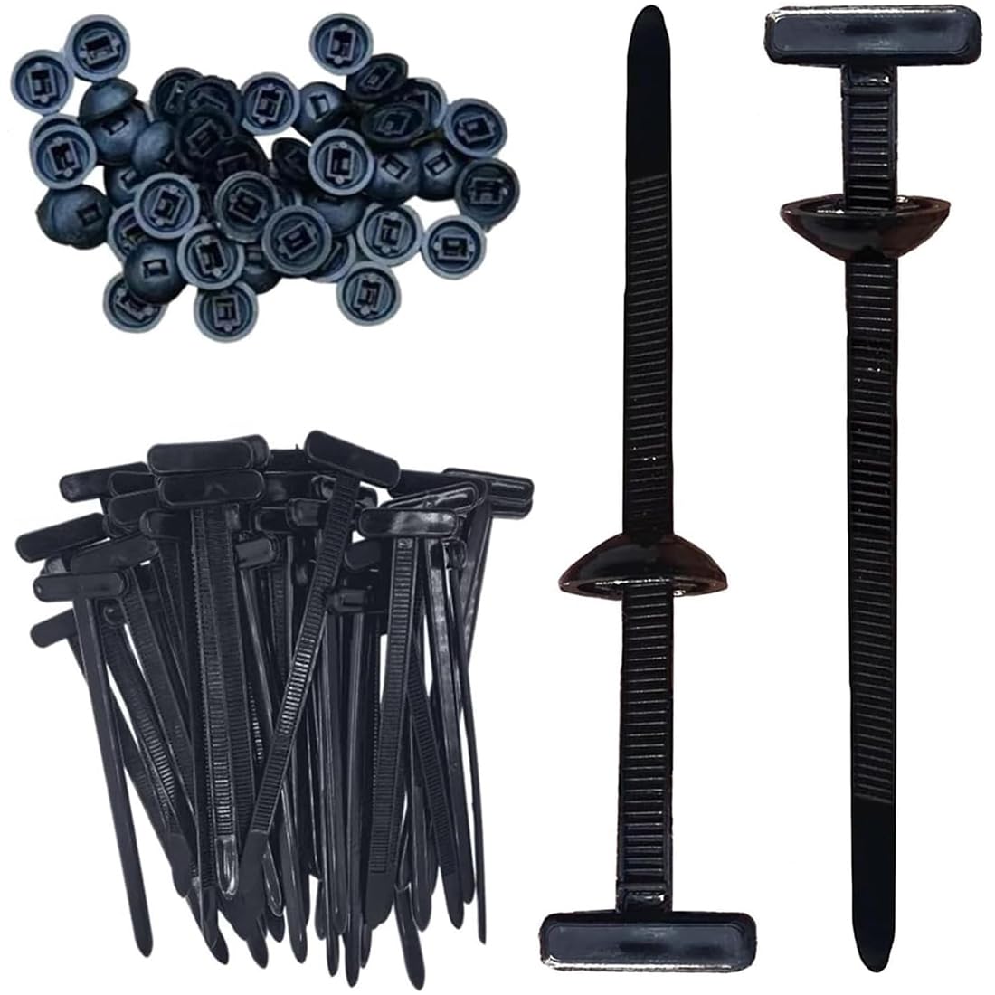 50 Pezzi Nylon Universal Cable Tie Buckle, Fascette, Fibbie per Fascette, Nylon-Fascette, Plastica-Fascette, Universali, Autobloccanti, Resistenti ai Raggi UV, Per Auto, Riparazioni Quotidiane