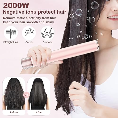 Miniatura 6 de ABHI Cepillo de alisado de cabello inalámbrico portátil con pantalla LED, 5 niveles de temperatura de apagado automático, cepillo de calor recto de