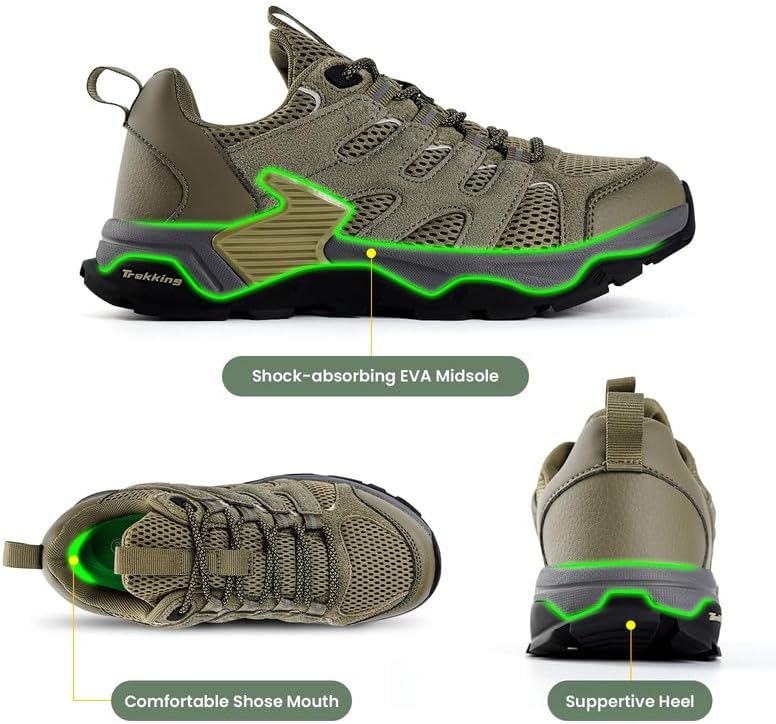 Men's Hiking Shoes, Breathable Non-Slip Trail Shoes, Lightweight Hiking Sneakers for Outdoor Trekking