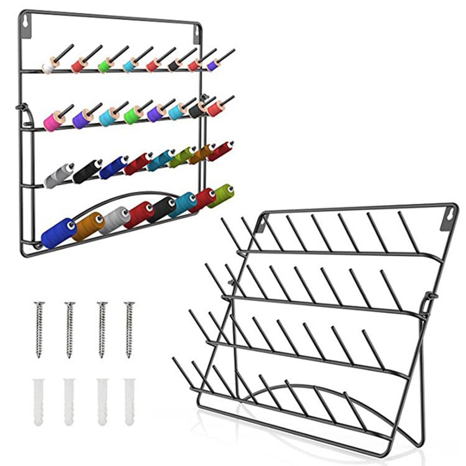 Soporte para 32 Carretes de Hilo de Coser, Organizador de Hilo de Coser de Metal para Montaje en Pared, Organizador de para El Cabello,