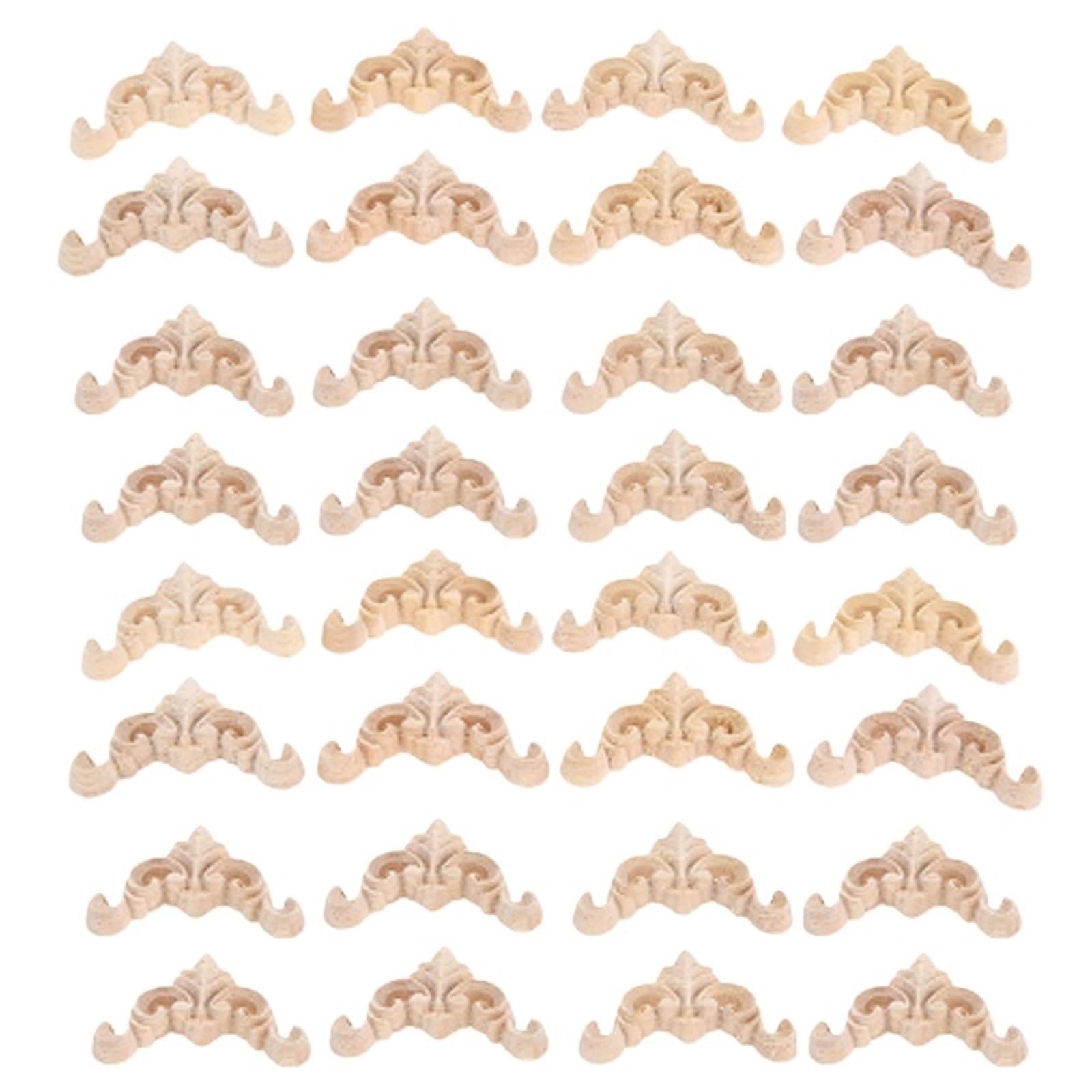 Wooden Furniture Decals Wood Carved Corner Appliques 50Pcs 4cm Home Furniture Decoration Crafts Wall Door Woodcarving Wooden for Decoration