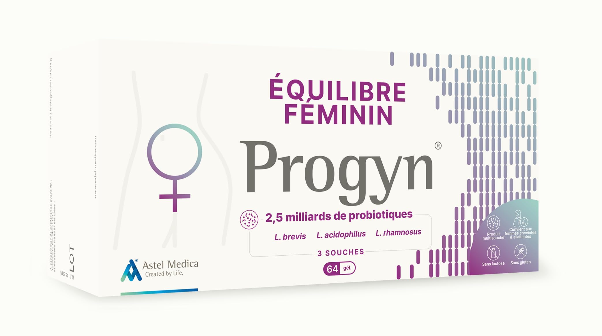 Progyn - Restauration de la flore vaginale & Intimité féminine - Complément alimentaire - Probiotiques & Prébiotique - Grossesse et allaitement - 64 gélules
