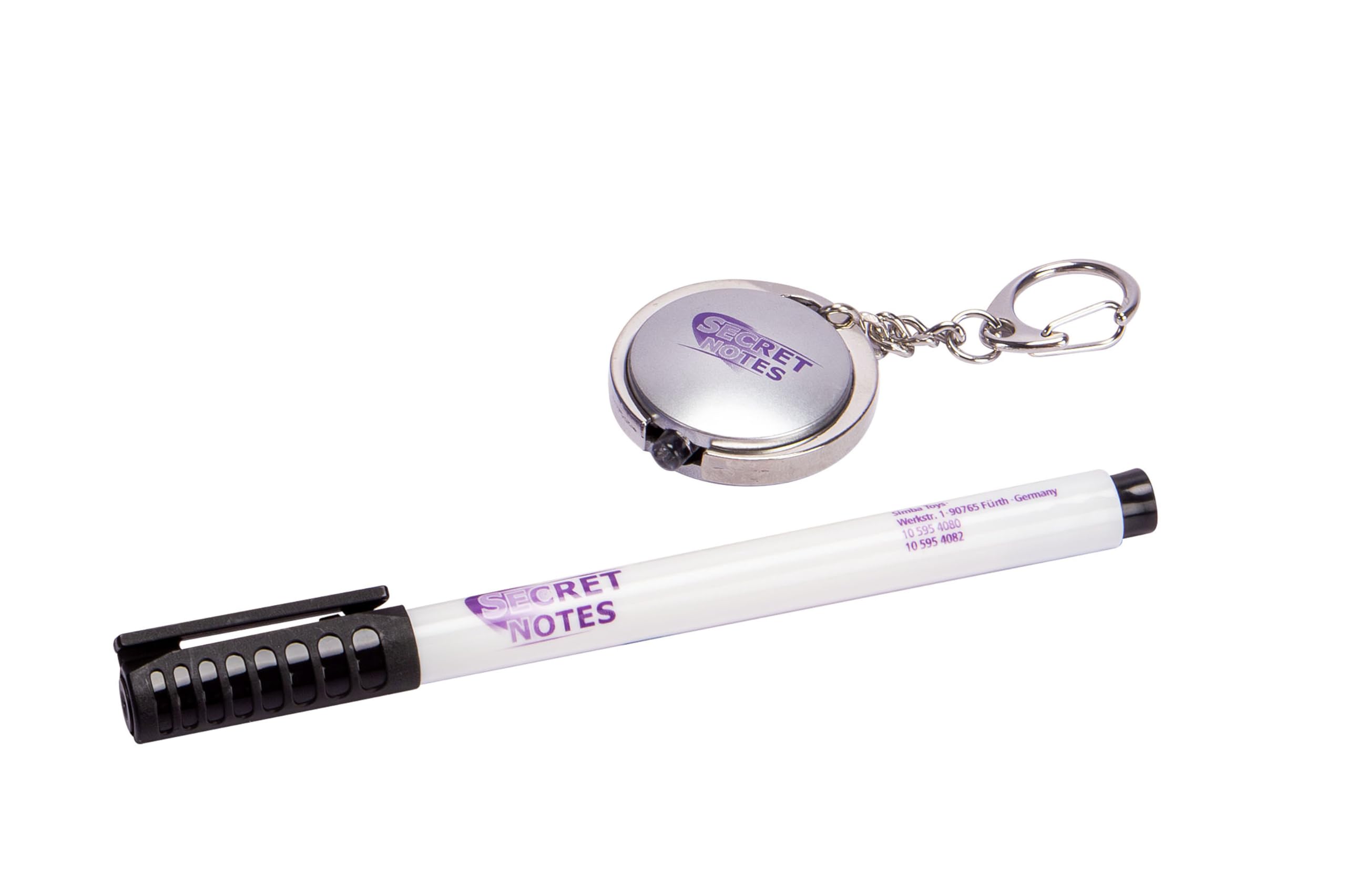 Simba 105954080 - Secret Notes długopis i lampa UV, magiczne pismo widoczne za pomocą światła, od 6 lat