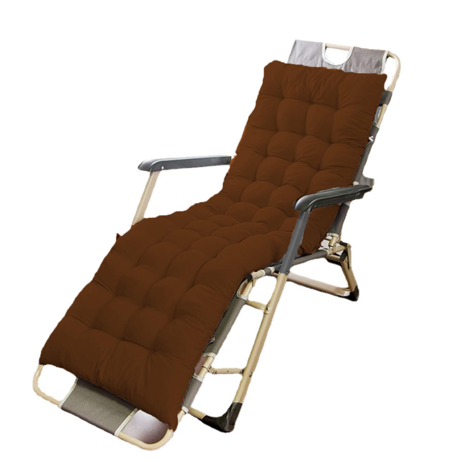 Solid Color Sun Lounger Cushion Bay Window Seat Cushion Thick Bench Pad Sun Lounger Mattress with Anti-Slip Straps for Patio Beach Outdoor& Indoor Use (Brown,120 * 45)