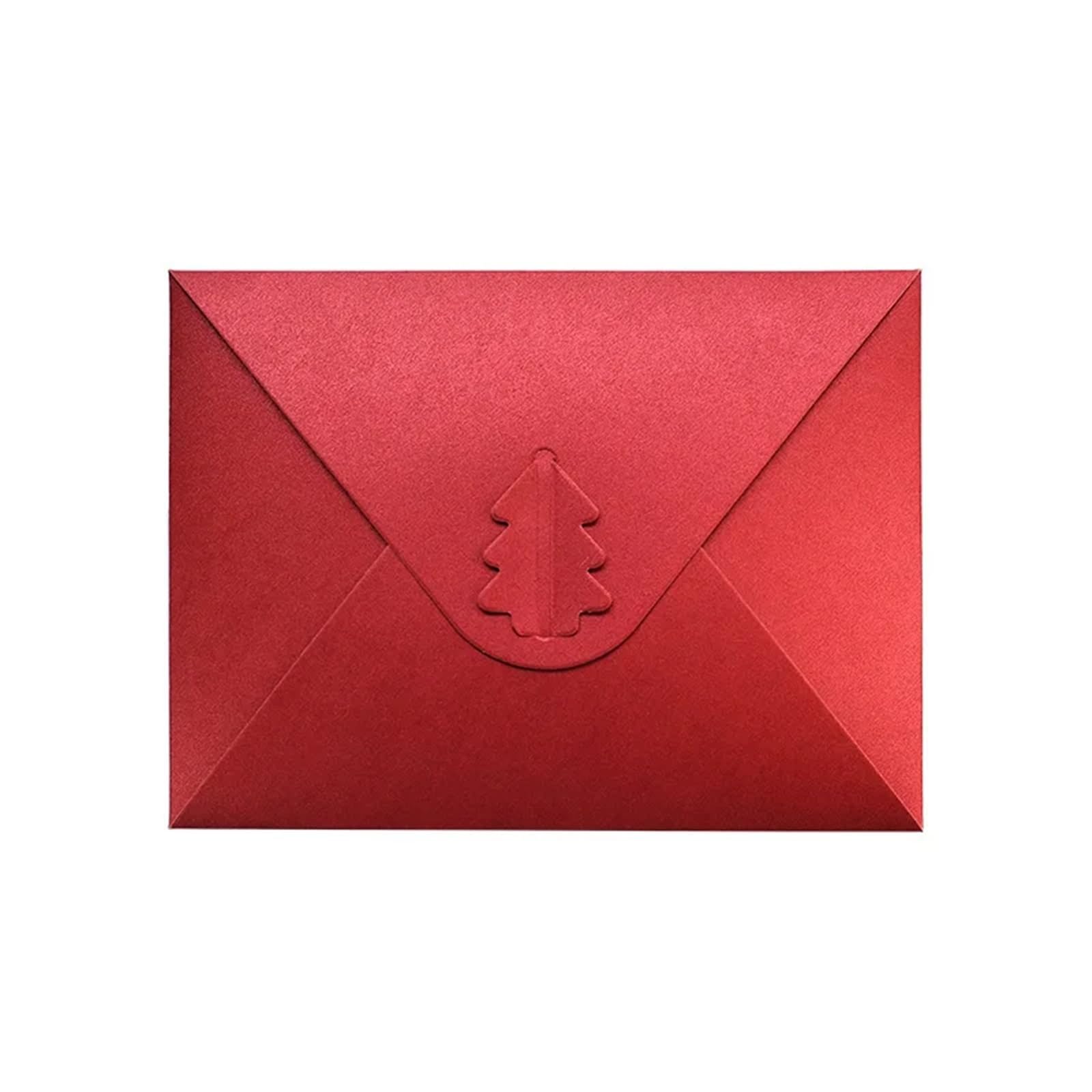 Geschenkkarten-Umschläge, 50 Stück, Weihnachten, exklusives, dickes Papier mit Baumschnalle for Party-Einladungen, Feiertage und Hochzeiten(Red)