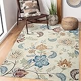ROYHOME Large Machine Washable Area Rug for Living Room Modern Floral Area Rug Non Slip Non Shedding