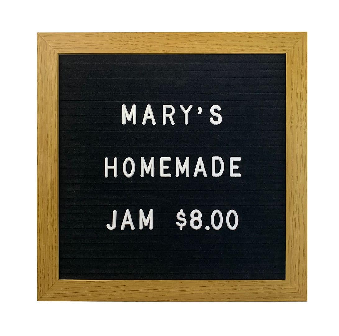 Cosco Tableau à message avec cadre en bois 25,4 x 25,4 cm - Tableau à lettres interchangeable avec 304 lettres pour la maison, le bureau ou le bureau (098522)