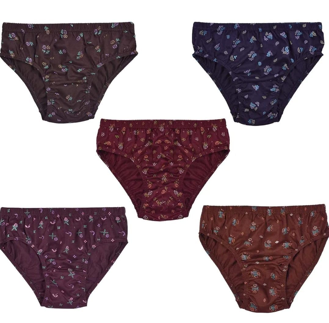 soshre Women's Flower Printed Cotton Blend Hipster Panty || Super Comfortable and Stretchable Soft Skin Friendly Underwear || Women Cotton Mid Size Hipsters || Panties Combo-Multicolor (Pack of 5)-picture-26