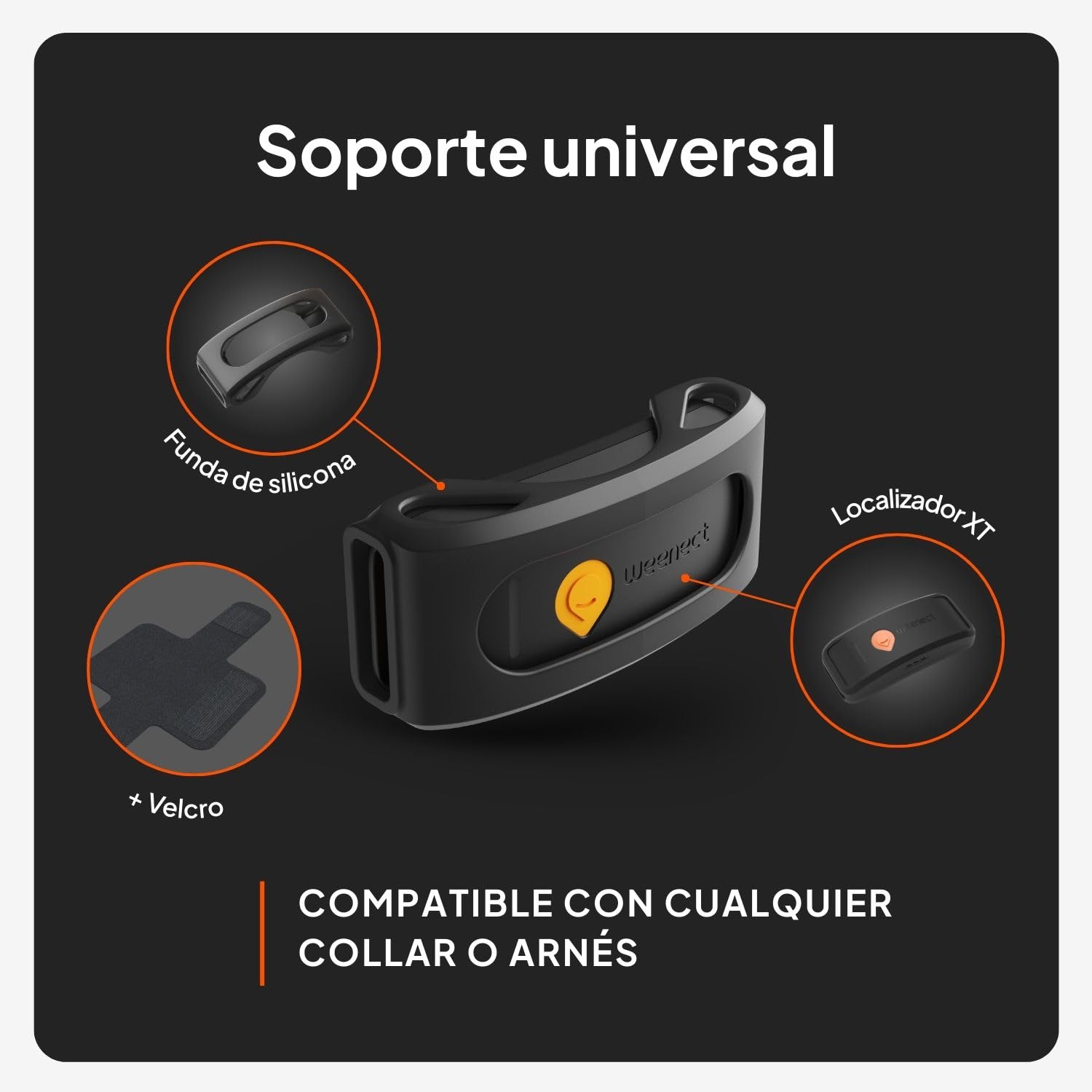 Weenect Perro XT - Localizador GPS para Perros Sin Collar | Resistente al Agua | Antena XL | Alcance Ilimitado | Garantía de por Vida | Suscripción Requerida