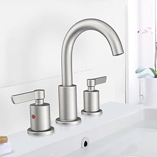 Sponsored Ad - HOMELODY Bathroom Sink Faucet 8 Inch Widespread Faucet for Bathroom Sink 3 Hole, 360° Swivel Spout Deck Mou...