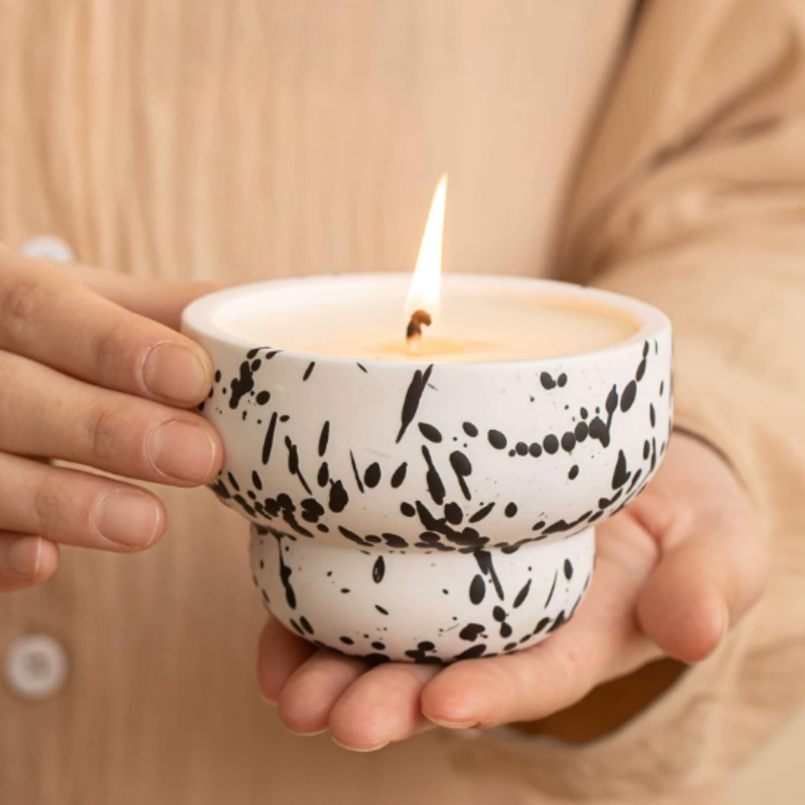 Duftkerze, Gardenia Sandelholz & Adlerholz Keramik-Aromatherapie-Kerze, Zuhause, Urlaub, Entspannung und Spa(Gardenia)