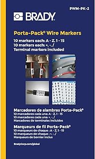 Brady PWM-PK-2 B-500 Matte Repositionable Vinyl Cloth, Black On White Color Porta-Pack Letter, Number And Symbol Wire Markers, Legend