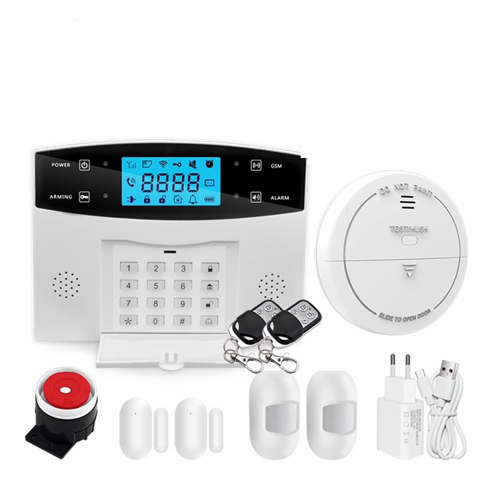 Sistema di allarme di sicurezza, Wi-Fi GSM. Home Burglar Security System Intercom 433MHz Sensore wireless Allarme sensore Telecomando Auto Dial Siren Sensor Kit(Option A)