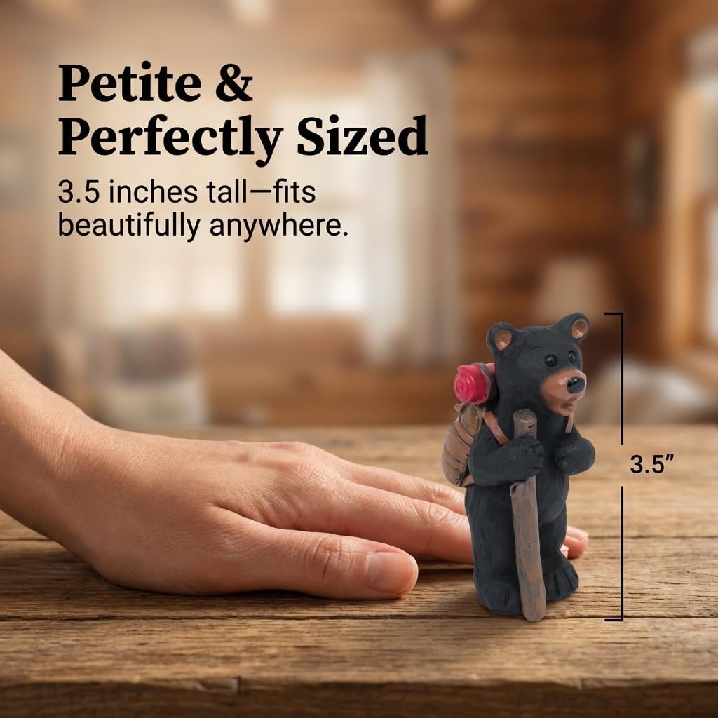 The Bridge Collection Hiking Black Bear Figurine – Camping Backpack Bear image 3